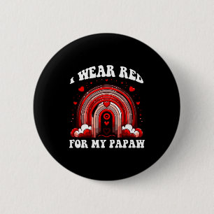 Badge Rond 5 Cm Rouge Rétro Papaye Maladie Cardiaque Sensibilisati