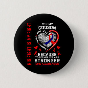Badge Rond 5 Cm Rouge Son combat est mon combat Godson Chd Awarene