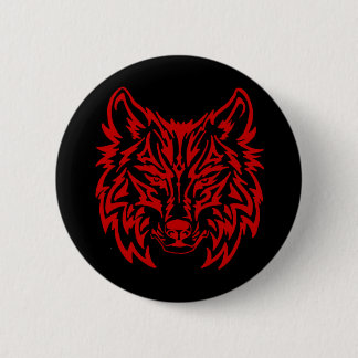 Badge Rond 5 Cm Rouge tribal de loup