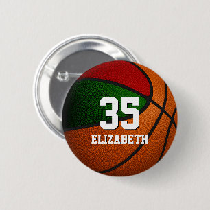 Badge Rond 5 Cm Rouge vert équipe couleurs basketball fille nom ga
