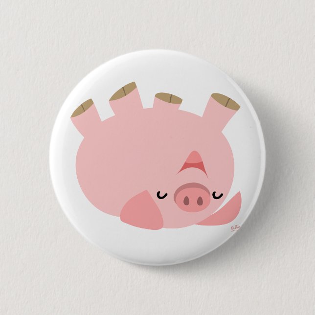 Badge Rond 5 Cm Roulement mignon sur le cochon de dessin (Devant)