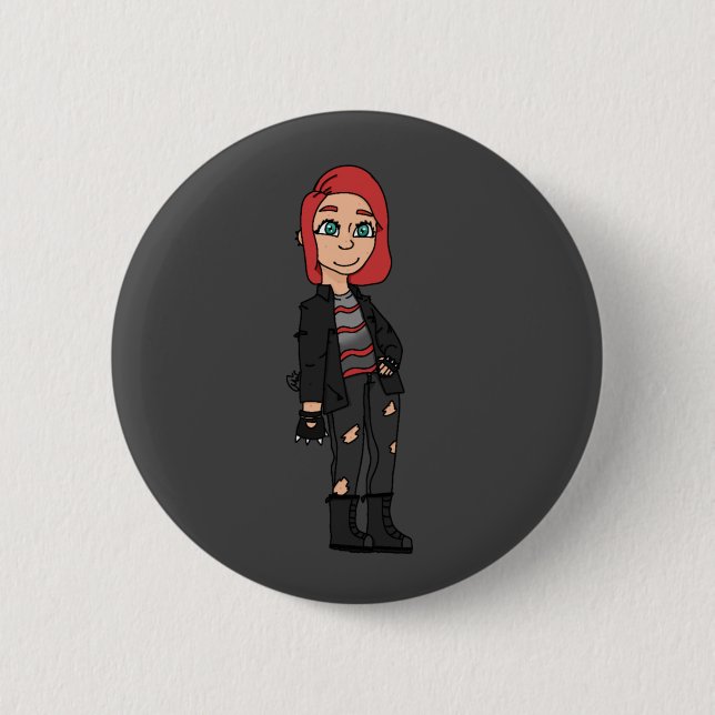 Badge Rond 5 Cm rousse de punk (Devant)