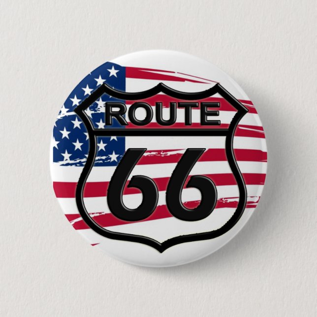 Badge Rond 5 Cm Route 66 (Devant)