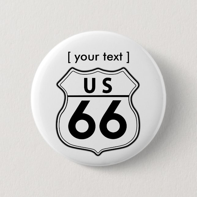 Badge Rond 5 Cm Route 66 Road Sign Button (Devant)