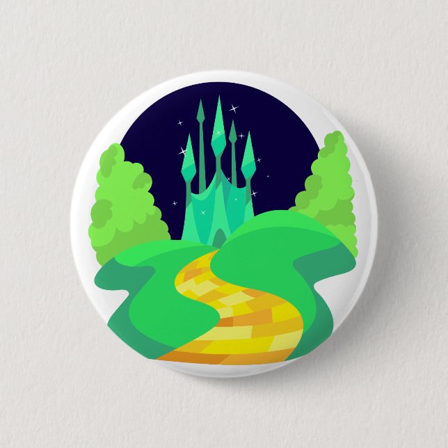 Badge Rond 5 Cm route en brique jaune (Devant)
