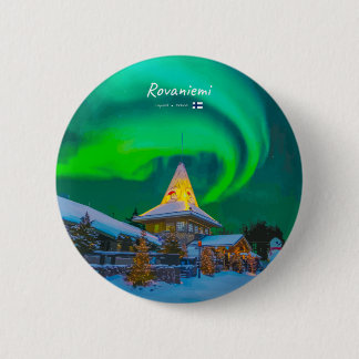 Badge Rond 5 Cm Rovaniemi, Finland - Aurore magique