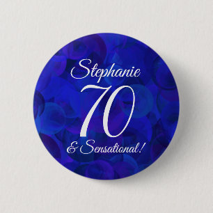 Badge Rond 5 Cm Royal Blue 70 et fête d'anniversaire sensationnel