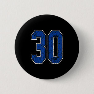 Badge Rond 5 Cm Royal Blue and White Numéro 30 Joueur Jersey Unifo