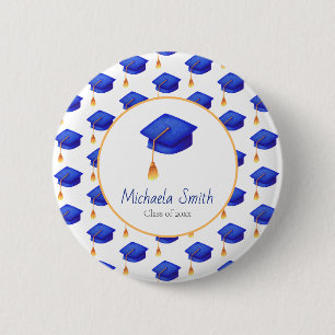 Badge Rond 5 Cm Royal Blue High School Graduation personnalisée