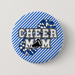Badge Rond 5 Cm Royal Blue Noir et Blanc Cheer Maman 