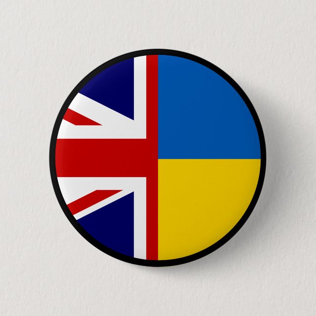 Badge Rond 5 Cm Royaume-Uni et Ukraine (Devant)