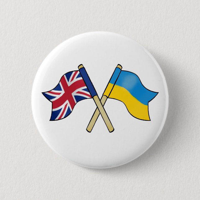 Badge Rond 5 Cm Royaume-Uni et Ukraine Amitié (Devant)