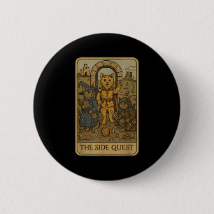 Badge Rond 5 Cm Rpg Gamer Cats Drôle Côté Quête Carte Tarot Nerdy 