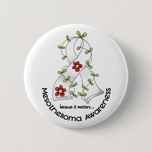 Badge Rond 5 Cm Ruban 1 de fleur de mèsothéliome (Devant)