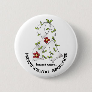 Badge Rond 5 Cm Ruban 1 de fleur de mèsothéliome