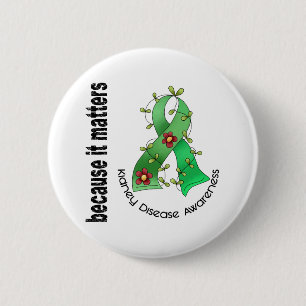 Badge Rond 5 Cm Ruban 3 de fleur de maladie rénale