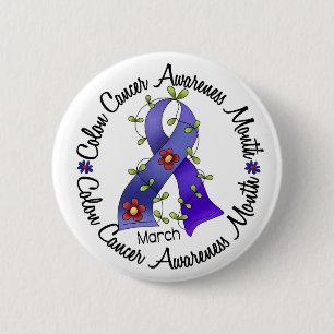 Badge Rond 5 Cm Ruban 3 de fleur de mois de conscience de cancer