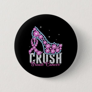 Badge Rond 5 Cm Ruban à bille pour cancer du sein broyé