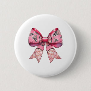 Badge Rond 5 Cm Ruban à nœud coquette raquette de badminton Shuttl