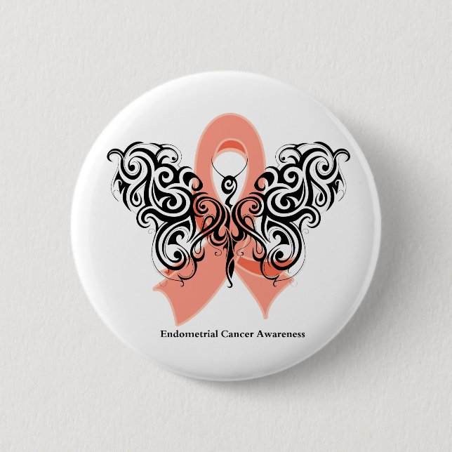 Badge Rond 5 Cm Ruban à papillon tribal du cancer de l'estomac (Devant)