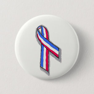 Badge Rond 5 Cm Ruban blanc et bleu rouge