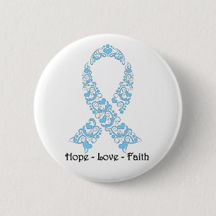 Badge Rond 5 Cm Ruban bleu-clair de conscience d'espoir