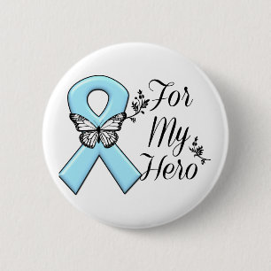 Badge Rond 5 Cm Ruban bleu clair pour mon héros