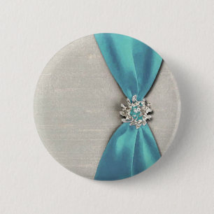 Badge Rond 5 Cm ruban bleu de satin avec la copie de bijou