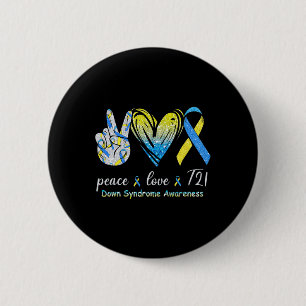 Badge Rond 5 Cm Ruban bleu jaune de sensibilisation au syndrome de