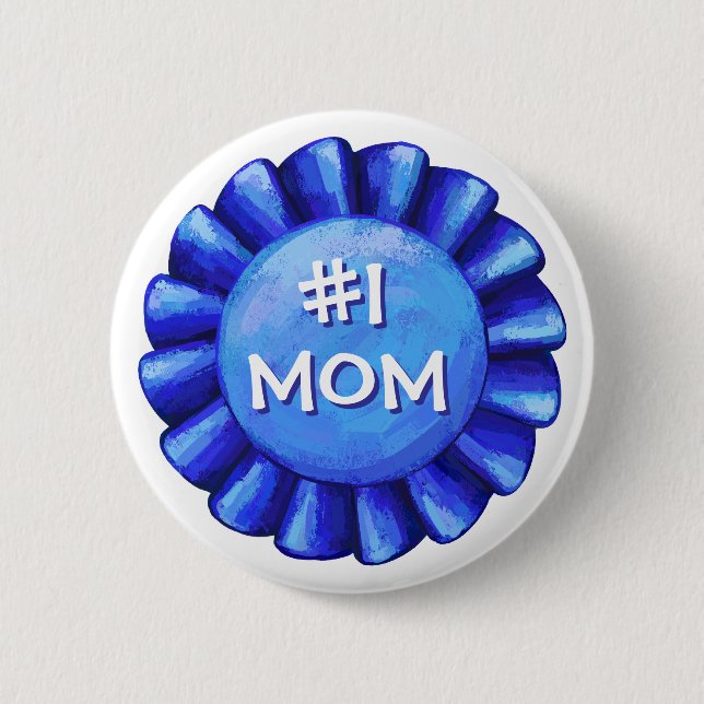 Badge Rond 5 Cm Ruban bleu Numéro une maman (Devant)