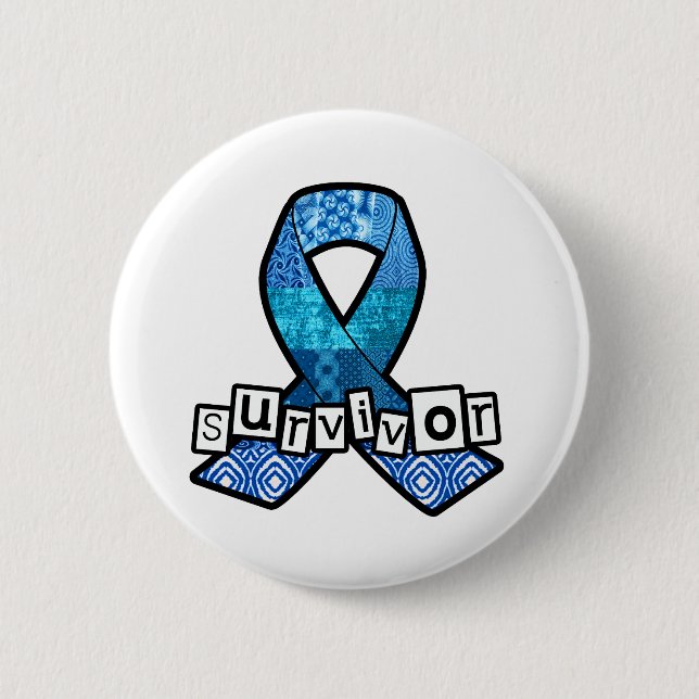 Badge Rond 5 Cm Ruban bleu survivant (Devant)