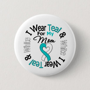 Badge Rond 5 Cm Ruban Cancer du col de l'utérus pour ma mère