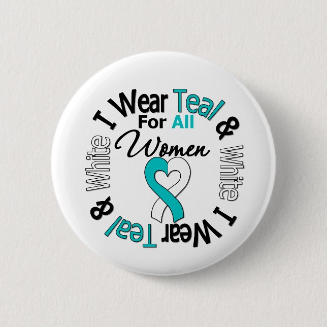 Badge Rond 5 Cm Ruban Cancer Du Col Pour Toutes Les Femmes (Devant)