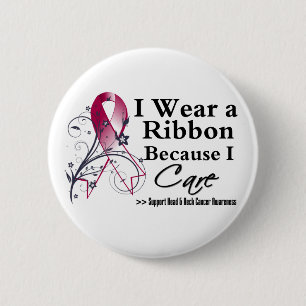 Badge Rond 5 Cm Ruban Cancer Du Cou De La Tête Parce Que Je M'Occu