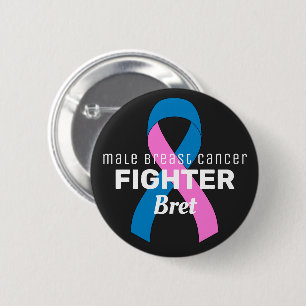 Badge Rond 5 Cm Ruban Cancer du Sein Masculin Bouton Noir