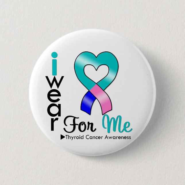 Badge Rond 5 Cm Ruban CANCER THYROÏDE Pour Moi (Devant)