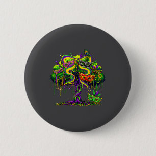 Badge Rond 5 Cm Ruban Coquette Arbre de Mardi Gras Perles Festival