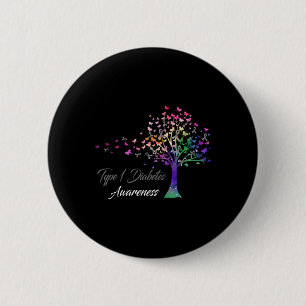 Badge Rond 5 Cm Ruban d'arbre Type 1 Sensibilisation au diabète