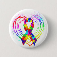 Ruban d'autisme sur le coeur :