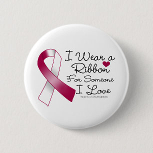 Badge Rond 5 Cm Ruban de cancer de la gorge quelqu'un amour d'I