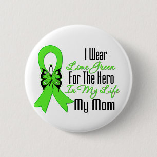 Badge Rond 5 Cm Ruban de Cancer de lymphome mon héros ma maman