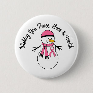 Badge Rond 5 Cm Ruban de cancer du sein de bonhomme de neige de
