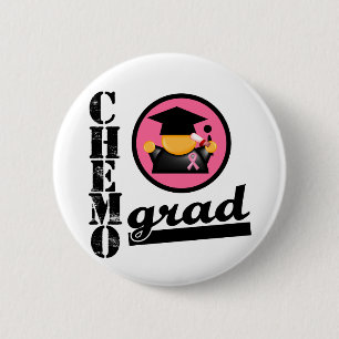 Badge Rond 5 Cm Ruban de cancer du sein de diplômé de chimio