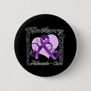 Badge Rond 5 Cm Ruban de coeur - conscience d'épilepsie