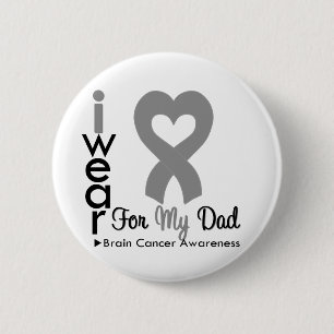 Badge Rond 5 Cm Ruban de coeur de cancer du cerveau pour mon papa