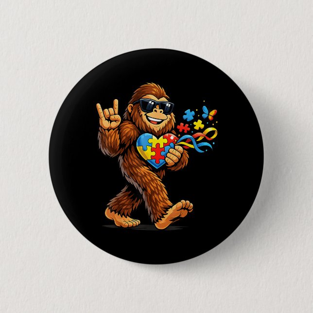 Badge Rond 5 Cm Ruban de cœur de puzzle de prise de conscience de  (Devant)