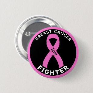 Badge Rond 5 Cm Ruban de Combattant du Cancer du Sein Bouton Noir