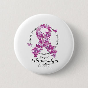 Badge Rond 5 Cm Ruban de fibromyalgie des papillons