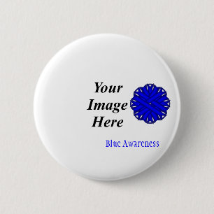 Badge Rond 5 Cm Ruban de fleurs bleues Modèle par Kenneth Yoncich