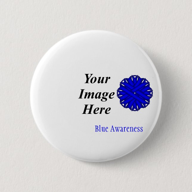 Badge Rond 5 Cm Ruban de fleurs bleues Modèle par Kenneth Yoncich (Devant)